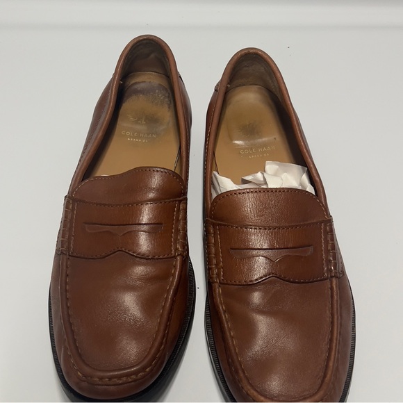 COLE HAAN Men’s Size 9 1/2M Brown Penny slip on  Loafers - Picture 3 of 11